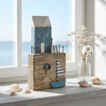 Artículo Decoración marítima de madera paseo del puerto Shabby Chic Al. 25,5 cm