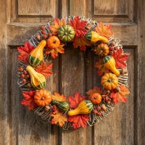 Artículo Corona de otoño, corona para puerta, Ø30 cm, blanca, corona decorativa de enredadera