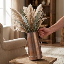 Artículo Jarrón decorativo vintage con aspecto de cobre, jarra decorativa rústica para flores secas y plantas artificiales, alto 36 cm, ancho 21 cm.
