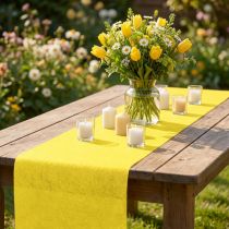 Artículo Camino de mesa decorativo de lana camino de mesa decorativo de lana amarillo 23cm 25m