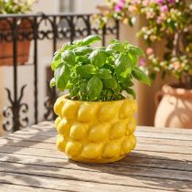 Artículo Macetero macetero de cerámica amarillo limón Ø18cm H13cm