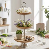 Artículo Soporte para tartas madera de mango decoración de mesa natural Ø19/23/28cm H55cm
