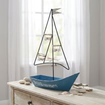 Artículo Farol barco metal decoracion marinera azul 38x14x55cm