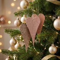 Artículo Decoración colgante Corazones para colgar Naranja/Morado 15cm 6 uds