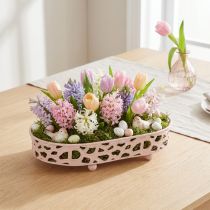 Artículo Cuenco decorativo Cuenco ovalado con pies decoración de mesa rosa 30×18cm