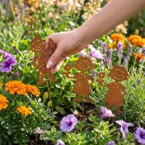 Artículo Estaca de jardín con aspecto oxidado, decoración de jardín para niña y niño, 4 piezas