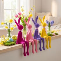 Artículo Conejito de Pascua para estantería, flocado, surtido, 36 cm, 4 piezas