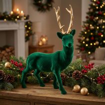 Artículo Deco ciervo de pie verde dorado decoración navideña figura 40cm