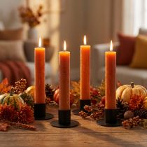 Artículo Velas cónicas naranja oscuro color liso Sunset 34x240mm 4 piezas