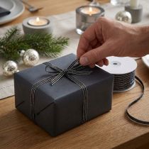 Artículo Cinta de regalo hilo de cinta negro plata 3mm 100m