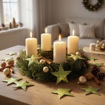Artículo Decoración dispersa Estrellas navideñas verde coco Ø5cm 50ud