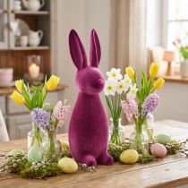 Artículo Decoración de conejo de Pascua flocado, violeta, 15×15,5×47 cm