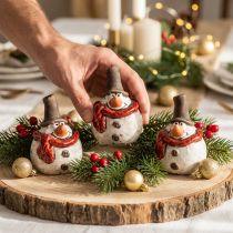 Artículo Muñeco de nieve de cerámica, blanco, 6,9 cm – decoración navideña de invierno – 6 piezas