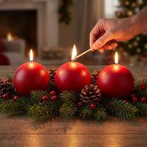 Artículo Juego de 6 velas de bola rojas, 100 mm - Perfectas para decoraciones navideñas y ocasiones festivas, larga duración de combustión