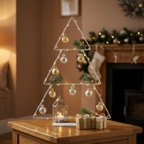 Artículo Árbol de Navidad de metal blanco para colocar y decorar 41cm