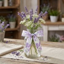 Artículo Cinta cinta de seda lavanda con ramo de lavanda 40mm 15m