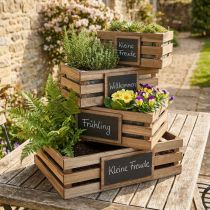 Artículo Caja de madera con caja de cartón para plantas 40/35/30/25 cm, juego de 4