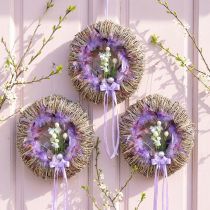 Artículo Corona de plumas corona decorativa de plumas de faisán violeta Ø20cm 3 piezas