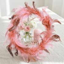Artículo Corona de plumas de faisán decoración en rosa Ø20cm 3 piezas