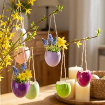 Artículo Huevos de Pascua decorativos en forma de cáscara de huevo para colgar de colores Ø3,5cm 12 piezas