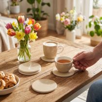 Artículo Posavasos de mesa Pájaro Primavera Marrón Blanco Ø11cm 6 uds