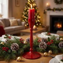 Artículo Candelabro para velas cónicas Candelabro cónico Rojo H17cm