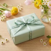 Artículo Cinta de regalo flores cinta decorativa cinta verde 10mm 15m