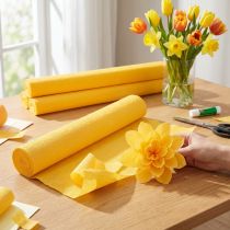 Artículo Papel crepé para floristería, papel crepé para floristería, amarillo sol, 50×250 cm, 5 unidades