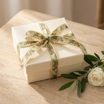 Artículo Cinta de regalo rama de olivo con elegantes ramas y aceitunas 1,5cm 15m