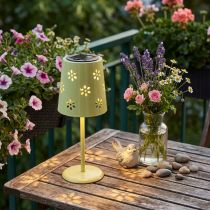 Artículo Lámpara de mesa solar LED con diseño floral, iluminación ambiental para exteriores, 28 cm.