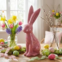 Artículo Figura de conejo de cerámica brillante para decoración de Pascua y primavera 37cm