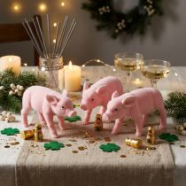 Artículo Lucky pig rosa flocado 20cm 3pcs