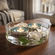 Artículo Portavelas flotante de vidrio para dar un toque elegante a cualquier habitación, 10 cm, 2 piezas