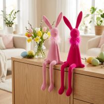 Artículo Decoración de conejito de Pascua con boa de plumas para aparador o estantería 36 cm, 2 pzs