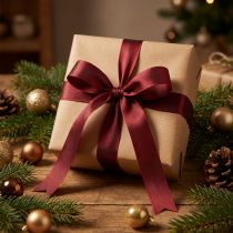 Artículo Cinta de regalo, cinta festiva de tafetán para manualidades, 15 mm de ancho, 50 m de largo