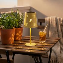 Artículo Lámpara de mesa solar con delicado estampado floral para balcón o terraza, 28cm