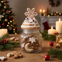 Artículo Tarro de dulces Tarro de galletas navideñas copo de nieve Al. 20 cm