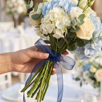 Artículo Cinta de organza cinta de regalo cinta azul oscuro orillo azul 6mm 50m