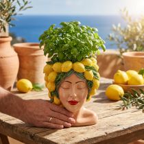Artículo Busto de mujer macetero decoración limón Mediterráneo Al. 21,5 cm
