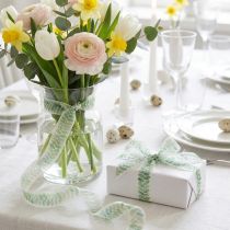 Artículo Cinta Hojas Verdes Cinta Organza Cinta Decorativa 25mm 18m