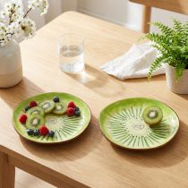 Artículo Platos redondos de cerámica con motivo de kiwi, aptos para mesa de comedor o cocina, 16 cm, 2 piezas