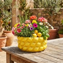 Artículo Macetero de cerámica con forma de limón, macetero amarillo Ø26cm H12cm