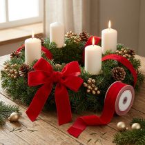 Artículo Cinta terciopelo Cinta de regalo decorativa Rojo 40mm 8m