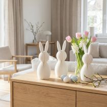 Artículo Figura decorativa de conejo con aspecto plegado para diseño interior moderno, salón u oficina, 13 cm, 3 piezas