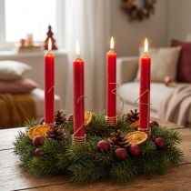 Artículo Adorno de velas con números del Adviento del 1 al 4, metal dorado mate, 10 cm de alto, 4 unidades