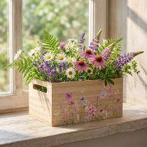 Artículo Caja pequeña de madera, caja de madera, flores, mariposa, 30x18cm