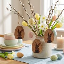 Artículo Conejo de Pascua Huevo en madera para colgar 10,5cm 4uds