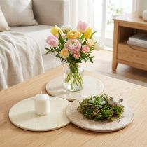 Artículo Posavasos Decoración de Mesa Flores Beige Marrón Ø20cm 3 Piezas