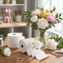 Artículo Crepe de flores blanco A10cm gramaje 128g/m² L250cm 2 piezas