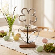 Artículo Decoración floral de metal decoración de mesa negra plateada primavera Al. 36 cm